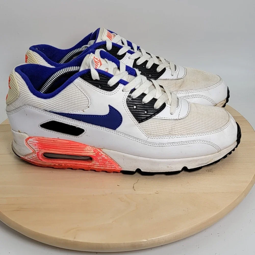 Nike Mens Air Max 90 Essential 537384-136 White Running Shoes Sneakers Size 10.5